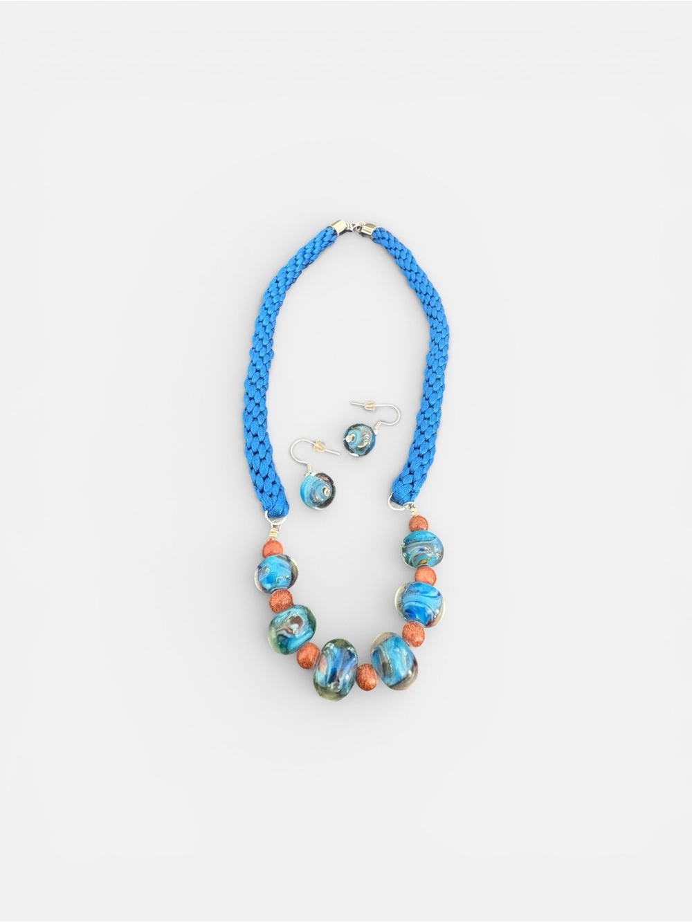 Glass bead and braided jewelry